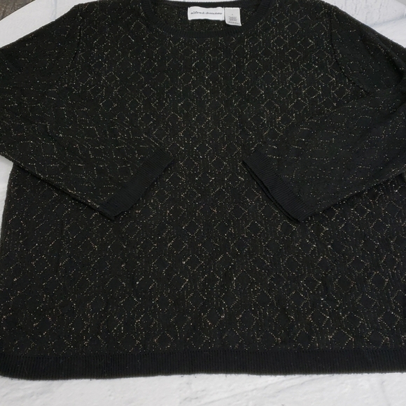 Alfred Dunner Black Sweater Gold Metalic L VGUC - Picture 4 of 9